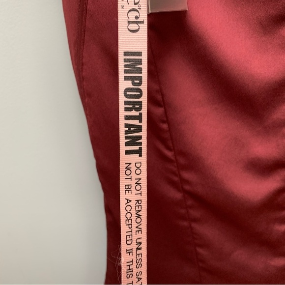 HOUSE OF CB Sidonie Lace-Up Satin Trumpet Midi Skirt wine color Small - Picture 9 of 10